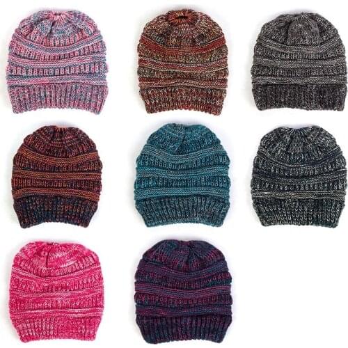 KENSHELLEY Winter Horsetail Hat Warm Branded Female Cap Hat For Womens Foldable Knitted Casual Beanies Cap Thick Outdoor Hat