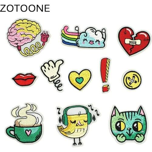 ZOTOONE Heart Patches for Clothing Iron on Clothes Heat Transfer Cute Bird DIY Applique Embroidered Applications Cloth Fabric I
