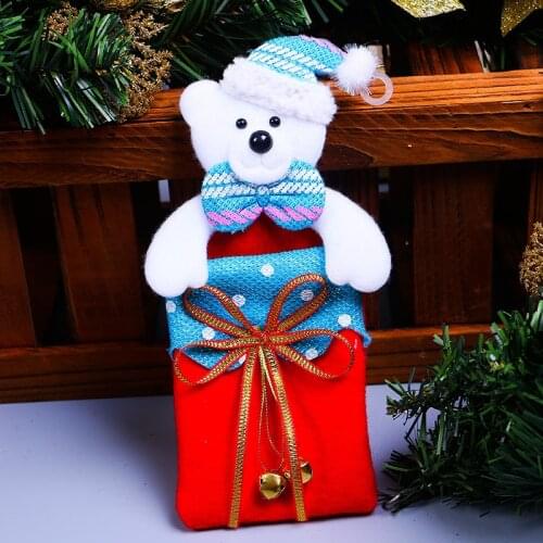 1Pc Santa Claus Snowman Elk Gift Candy Bags Christmas tree Hanging Pendant Ornaments Home Party Decoration New Year Xmas Decor