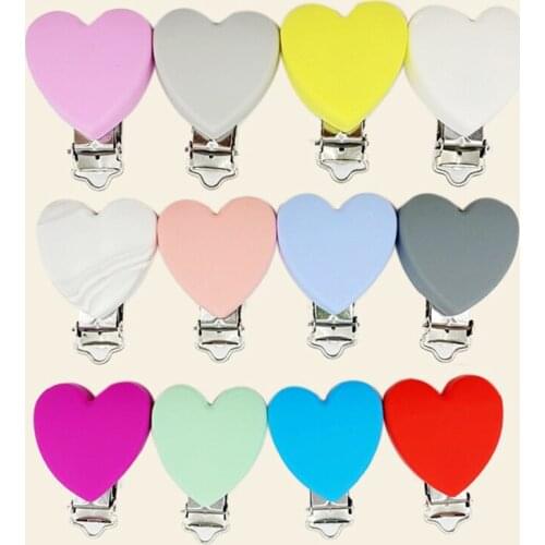 1PC Hearts Silicone Pacifier Clip Pacifier Chain Holder Soother Nursing Clips BPA Free Pacifier Chain Accessories