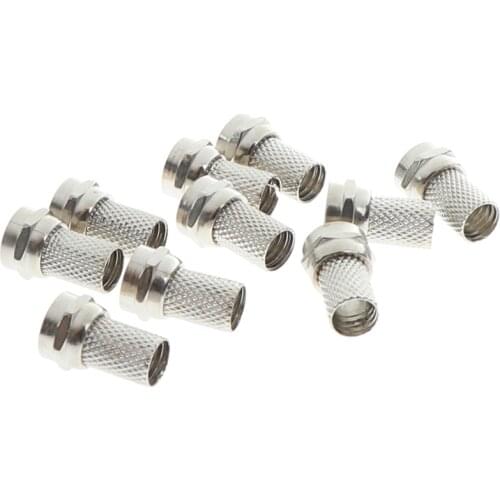 10Pcs 75-5 F Connector Screw On Type For RG6 Satellite TV Antenna Coax Cable
