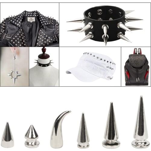 10pcs Silver Cone Stud and Spike for Clothes Screwback DIY Craft Cool Punk Garment Rivet for Leather /Bag/Shoes Muti-Size Choose