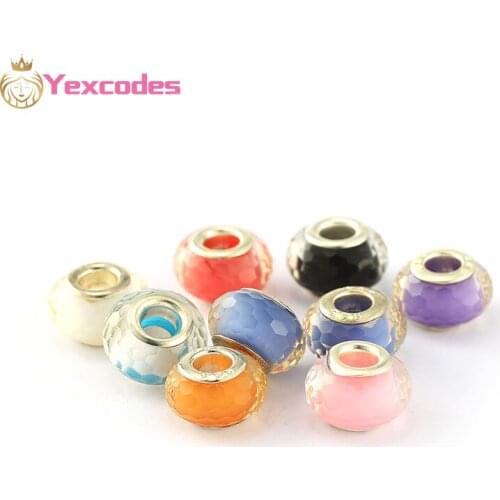 2Pcs/Lot Resin Faceted Beads Jelly Effect DIY Beaded Bangles Accessories Large Hole Loose Beads Making Bracelets Jewellery Gifts