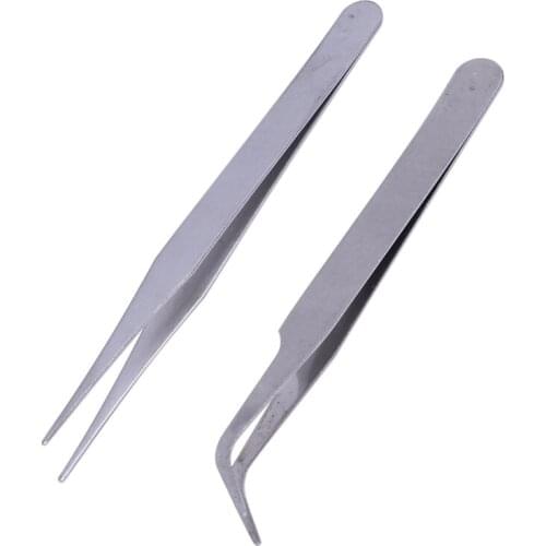 2 X Stainless Steel Nail Art Tweezer Tool Rhinestones Gems Eyelash Nail Art Acrylic Gel Picking Tool