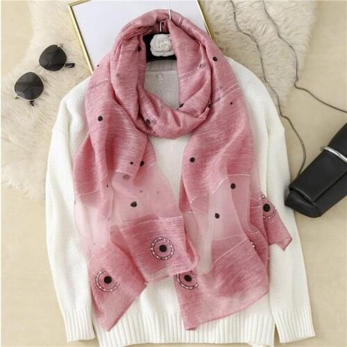 2021 Real Silk and Wool Drill Women Scarf dot Lady Headband Scarves Pashmina Shawl Wraps Bandana Hijab Beach Foulard Femme