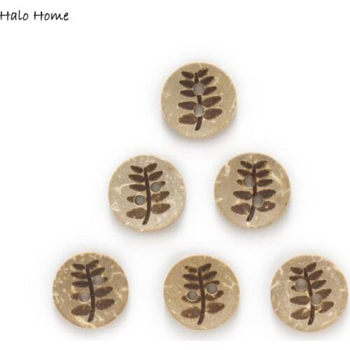 30pcs 2 Hole Coconut Buttons Tree Leaves Gift Clothing Handwork Sewing Scrapbooking Home Decor Card Making DIY 11.5mm