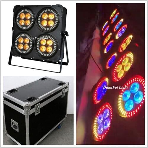 4pcs+Flycase) 16x12w blinder led rgbwa uv wash wall light dmx Ultra Bright LED Audience Light IP20 blinder led