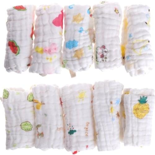 5pcs Baby Handkerchief Square Towel Muslin Cotton Infant Face Towel Wipe Cloth Y4QA