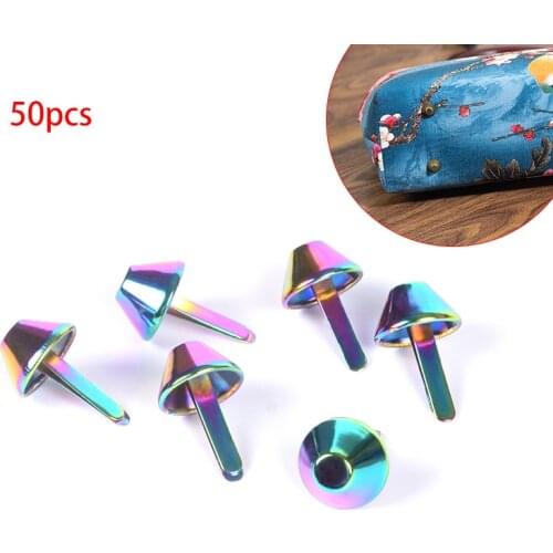 50x Purse Feet, Metal Rainbow Color Metal Purse Feet, DIY 15mm Metal Craft Feet,Metal Purse Stud for Handbag