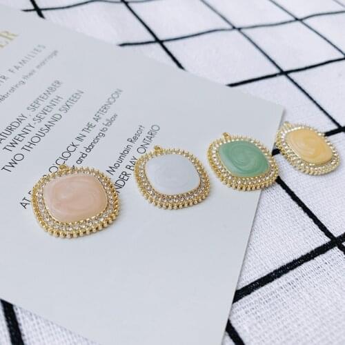 DIY Jewelry Accessories Square Round Smudge Milk Tea Pendant Earrings Necklace Jewelry Accessories Materials