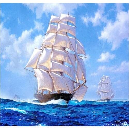 3D Diamond Painting Sailboat At Sea Diy Diamond Pattern Kits For Full Square Diamond Embroidery Picture Of Rhinestones
