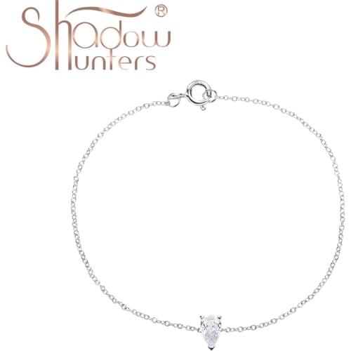 SHADOWHUNTERS 925 Sterling Silver Bracelets Clear Water Drop Classic Crystal Chain Bracelet Women Jewelry Elegant Pulseras Mujer