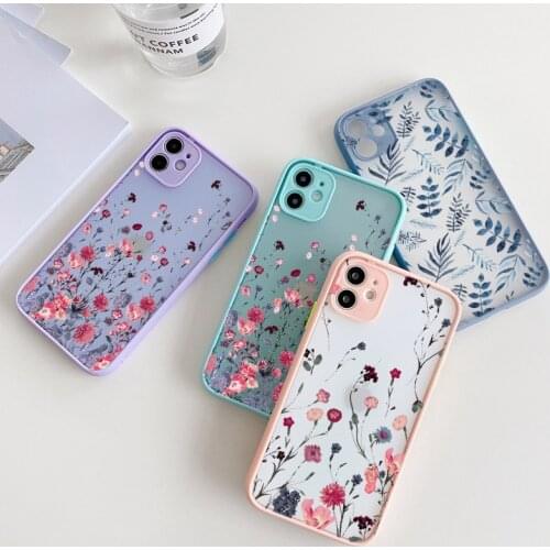 Hand Painted Phone Case For iphone 12 11 pro MAX Mini X XS MAX XR Flower Cover Hard Shockproof Case For iPhone 6s 7 8 Plus SE 2