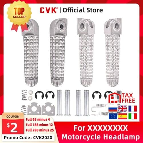 CVK 1Pair Aluminum Alloy Anti-Skid Black CNC Folding Foot Pegs Pedal Rest Front and Rear Footpegs Footrest For YAMAHA R1 R6 R6S