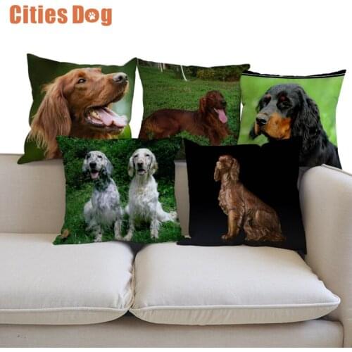 Decorative Cushion cover Pillows case cojines decoracion para el hogar linen Gordon Setter dog 45x45 throw Car Pillow covers