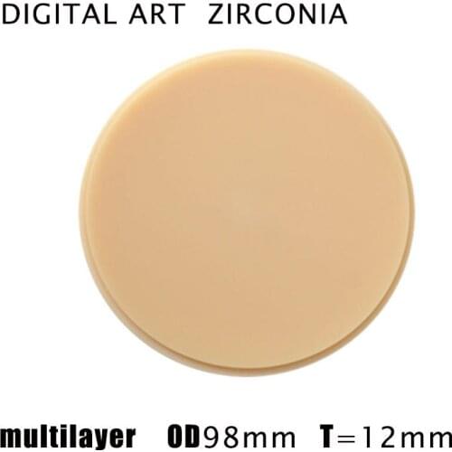 Digitalart cad cam dental pmma multilayer pmma for temporary crown and bridge thickness PMMAML98mm12mmA1-D4