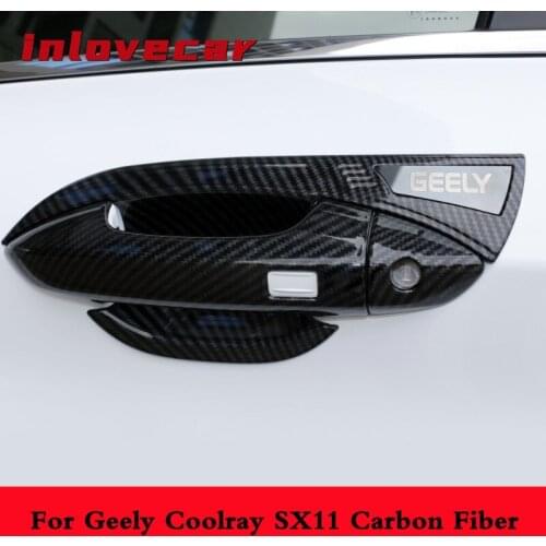 For Geely Coolray sx11 2018-2020 exterior handle frame trim Car door handle bowl Carbon styling cover decoration accessories