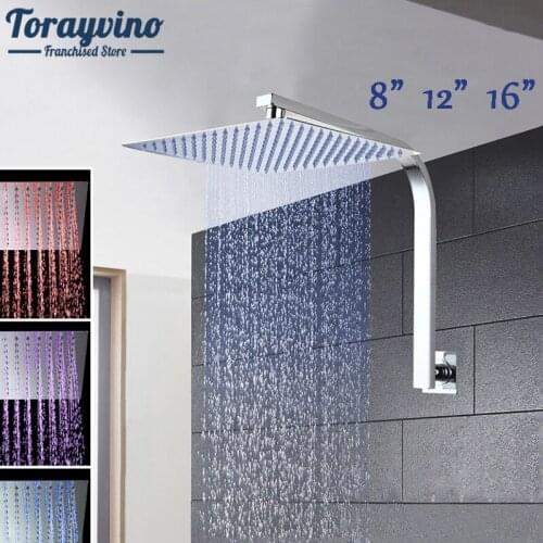 8" 12" 16" Rainfall Shower Head System Bath & Shower Faucet With Shower Arm&Hand Spray Bathroom Rain Mixer Shower Set