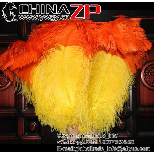 CHINAZP Factory Size 26"-28" (65-70cm) 50pieces/lot Top Quality Large Ostrich Feather Yellow with Orange Tip