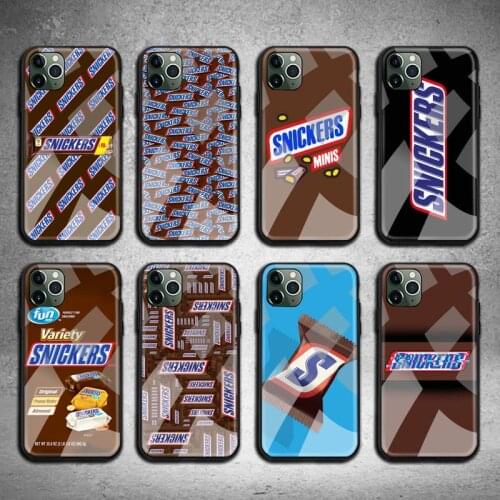 Hot cute bear chocolate SNICKERS Phone Case Tempered Glass For iPhone 12 pro max mini 11 Pro XR XS MAX 8 X 7 6S 6 Plus SE 2020