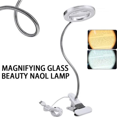 Multifunctional Table Lamp 8X Magnifying Glass Lamp Clip Desk Lamp Reading Led Desk Lamp Beauty Nail Tattoo Magnifier Light