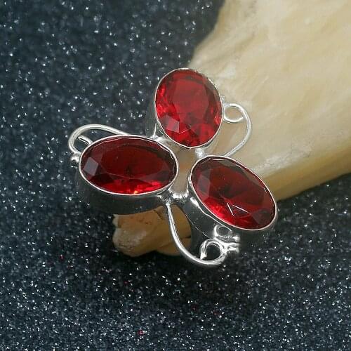 Trendy Fashion Blood Red Garnet New Hot Silver Color Jewelry Band Ring For Women Size 7.5 HD429