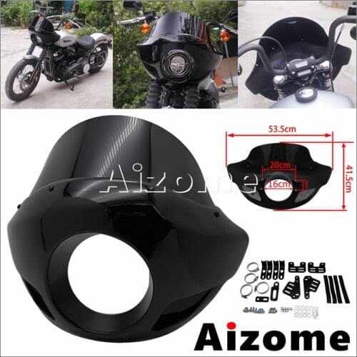 Round 5.75" Head Light Cowl Motorcycle Plastic Front Headlight Fairing 35-49mm Fork For Harley Touring Sportster XL Cafe Racer
