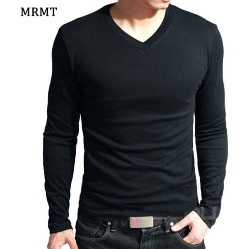 2021 Elastic Mens T-Shirt V-Neck Long Sleeve Men T Shirt For Male Lycra And Cotton T-Shirts Man Clothing TShirt Brand Tees