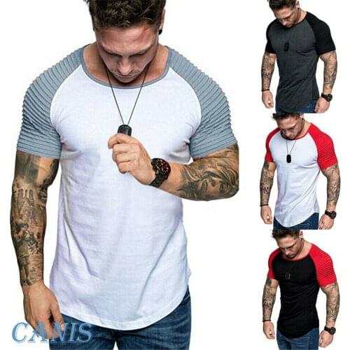 Mens Short Sleeve T Shirt Slim Fit Casual Blouse Tops Clothing Muscle Tee