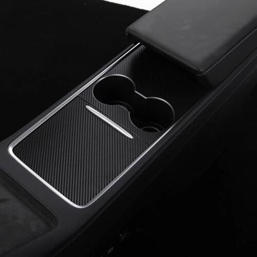 For Tesla Model 3 2021 Center Console Cover Sticker ABS Carbon Fibre Central Control Panel Protective Patch Model Y 2021