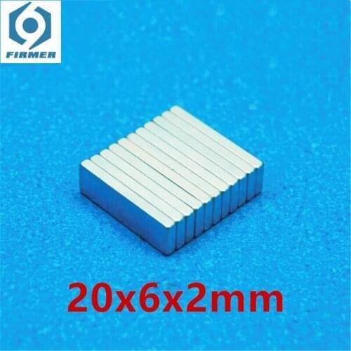 10pcs/lot F 20x6x2 mm N52 N35 Strong Square NdFeB Rare Earth Magnet 20*6*2 mm Neodymium Magnets 20mm x 6mm x 2mm