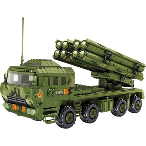 Newest Chinese Military Bricks Series Construction 1185pcs WEISHI-2 New Box Rocket Gun Launch Vehicle Building Blocks Boy Toys