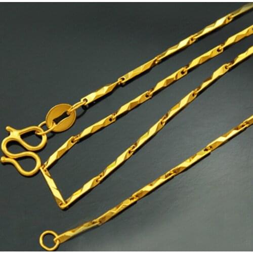 24k Gold Plated Necklace for Women Melon Seeds Chain for Wedding Fashion Jewelry Chain Vietnam Sand Gold Necklace Collares