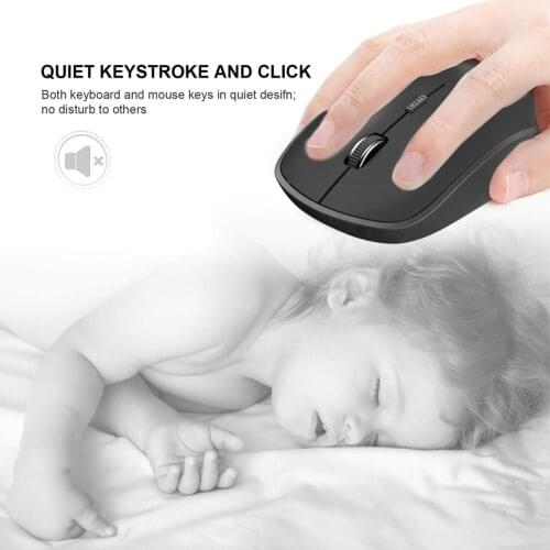 Wireless Keyboard Mouse Set Compact With Numeric Keyboard, Ergonomically Quiet Design With Built-in Battery Rechargeable