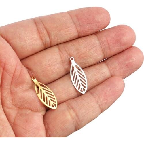 20pcs Stainless Steel Leaf Pendant Bracelet Earring Decoration Shell Heart Pendant DIY Handmade Jewelry Making Accessories