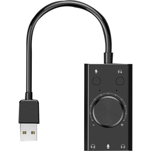 Portable USB External Sound Card Microphone Earphone 2-in-1 3-Port Output Laptop PC Computer Adapter Free Drive