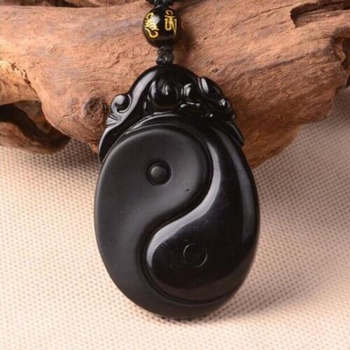Drop Shipping Black Obsidian Yin Yang Necklace Pendant Chinese BAGUA Amulet Lucky Mens Jewelry Womens Jewelry