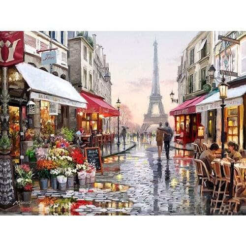 R5210 scenery city lover cross stitch package cartoon 14ct /16/28/27CT cloth cotton thread embroidery DIY handmade needlework