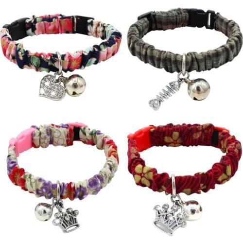 Adjustable Dog Cat Collar Cute Wrinkle Printed Pet Dog Collar With Crown Pendant Puppy Cat Necklace For Medium Large Dogs P