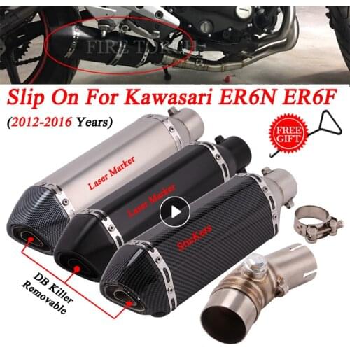 Slip On For Kawasaki ER6N ER6F 2012 - 2016 Motorcycle Exhaust Muffler Escape Modified Motorbike Middle Connection Link Pipe 51mm