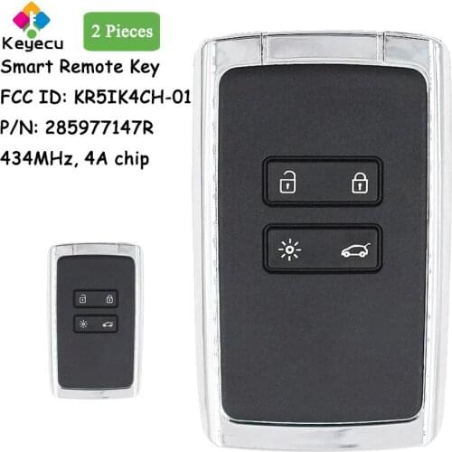 KEYECU 2 Pieces OEM Smart Remote Car Key With 4 Buttons 433MHz - FOB for Renault Megane4 Talisman Espace 5 Kadjar 2016-2019