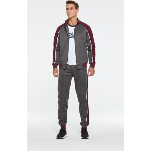 Mens Sportswear Casual Autumn Tracksuit Men Two Pieces Sets Stand Collar Jackets Sweatshirt Pants Joggers Track Suit Running