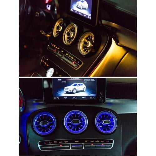 LED Turbine Air Vent Car Conditioner Atmosphere Decoration Ambient Light Lamp For BENZ A/C/E/ GLC/CLA Class W205 W213 X253 W117