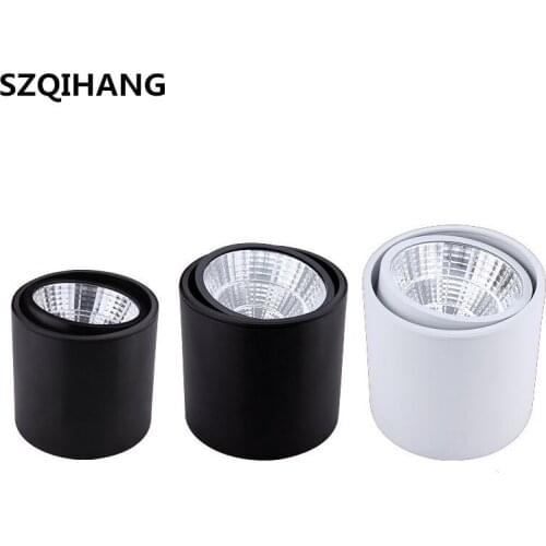 Dimmable LED Downlight Surface Mounted Ceiling Lamps AC85-260V White/Black /7W/10W/15W for Living Room Bedroom Hallway Office