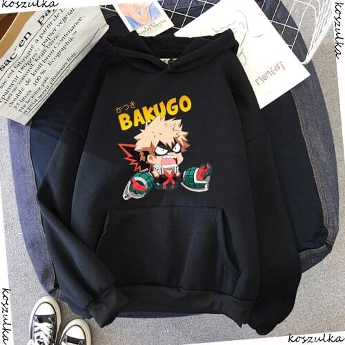Funny Bokugo Clothes My Hero Academia Hoodied Harajuku Hoodie Anime Hoodies Womens Sweatshirts Female Black Hoody