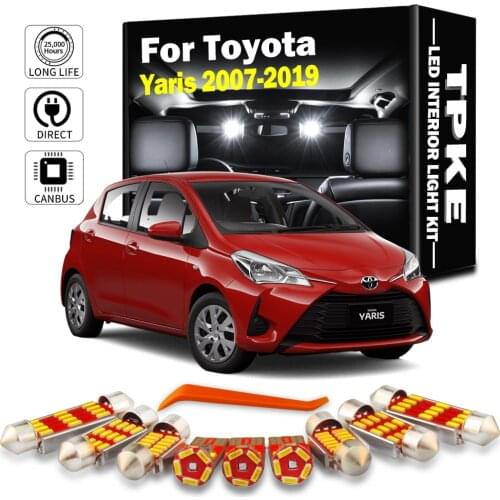 For 2007-2019 Toyota Yaris White Car Accessories Canbus Error Free LED Interior Light Reading Light Kit Map Dome License Lamp