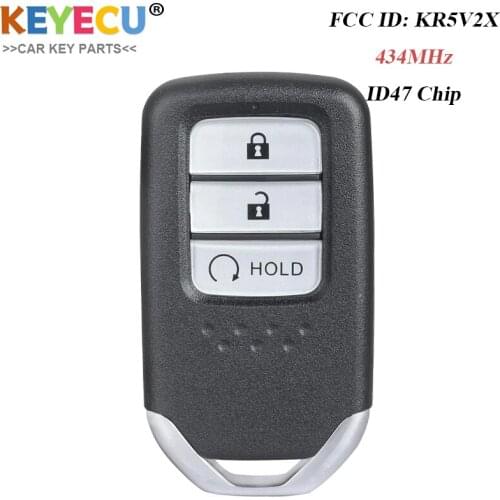 KEYECU Replacement Smart Remote Control Car Key for Honda CRV 2017 2018, FOB 3 Buttons - 434MHz Frequency - ID47 Chip