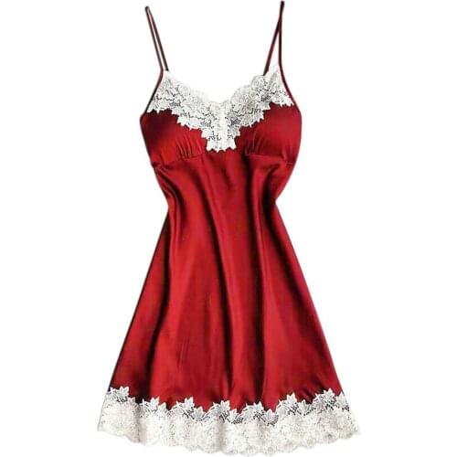 Women’s V Neck Nightshirt Satin Sleepwear Women Ladies Nightwear Nightdress Sexy Lingerie with Chest Pads Plus Size szlafrok A80