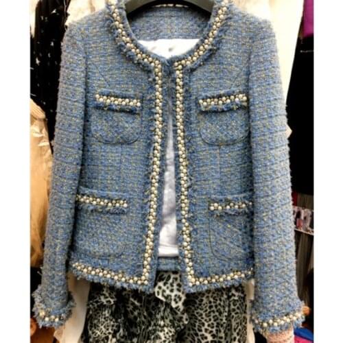 Little Fragrance Jacket Female 2021 Spring French Autumn and Winter Woven Short High-end Ladies Blouse Tweed Spring and Autumn