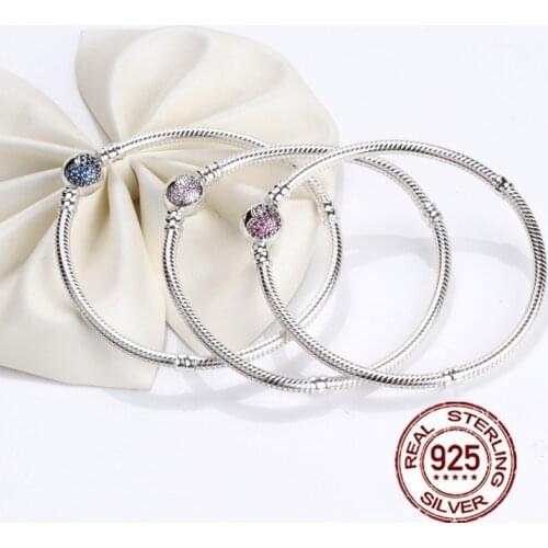 Bewill Fashion 925 Silver Charm Moments Bracelet For Women Original Jewelry Bracelet Beads DIY Birthday Gift Making Bangles
